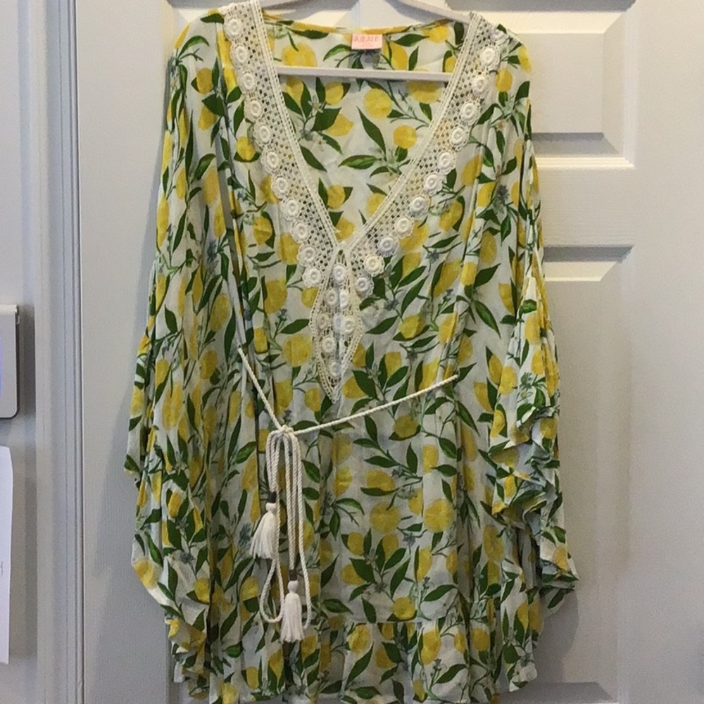 Amale Lemon print woven dress